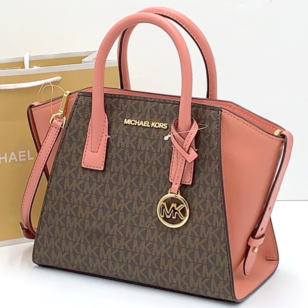 Michael Kors Avril Small Logo Top-Zip Satchel Sunset Rose